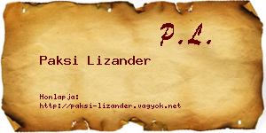 Paksi Lizander névjegykártya